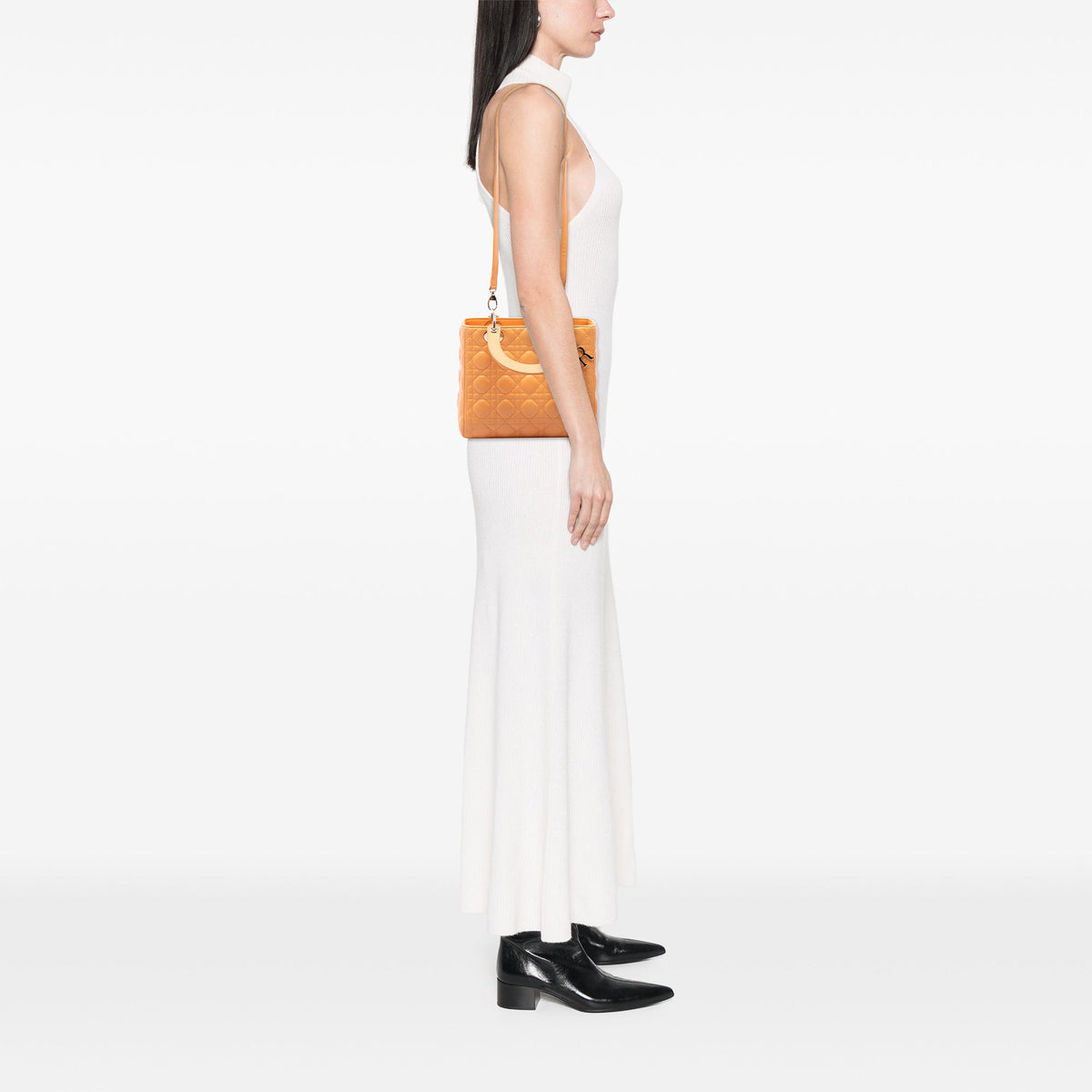 Dior Medium Lambskin Cannage Lady Dior — Orange