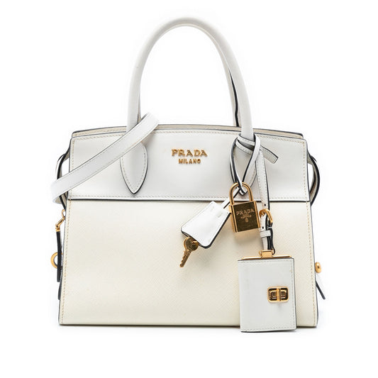 Prada Saffiano And City Calf Esplanade Satchel