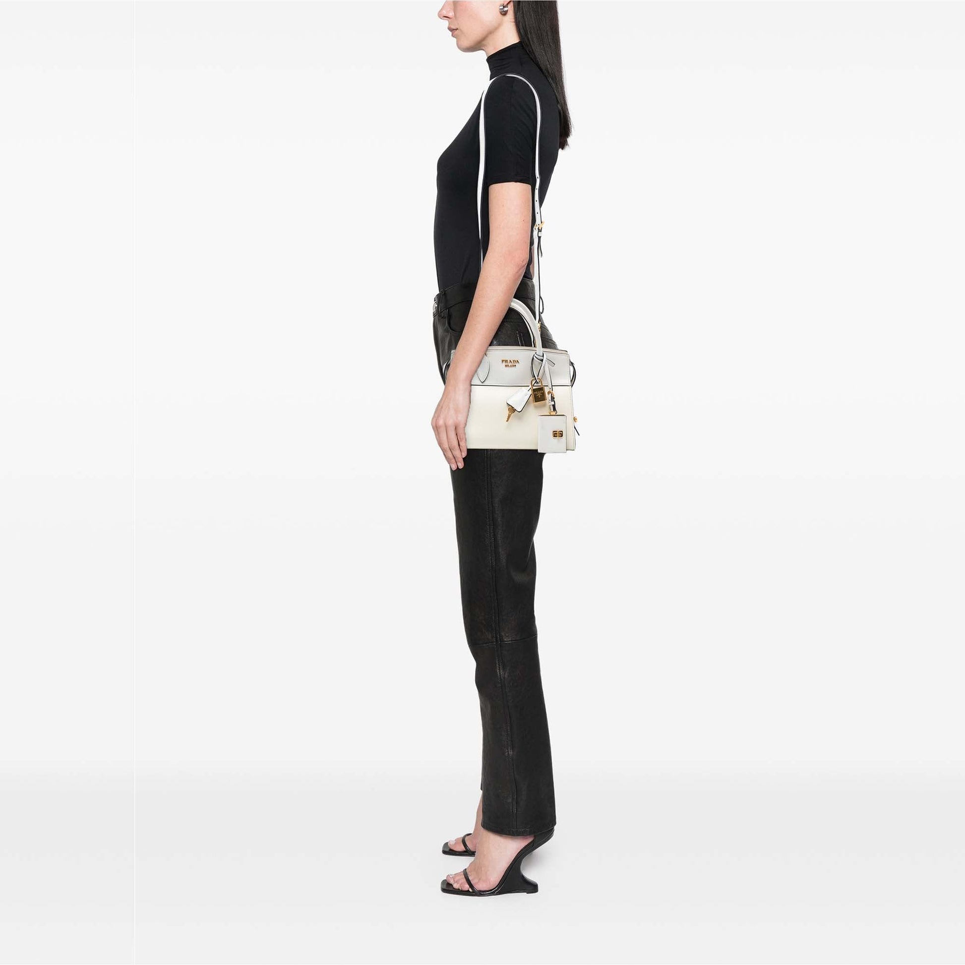 Prada Saffiano And City Calf Esplanade Satchel