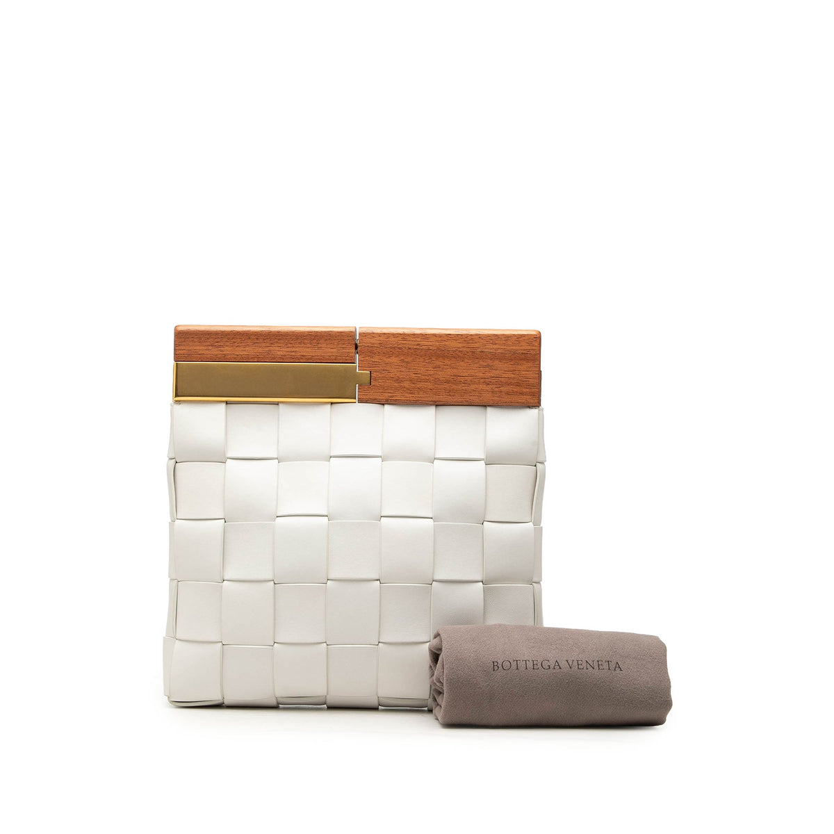 Bottega Veneta Lambskin Maxi Intrecciato The Snap Clutch