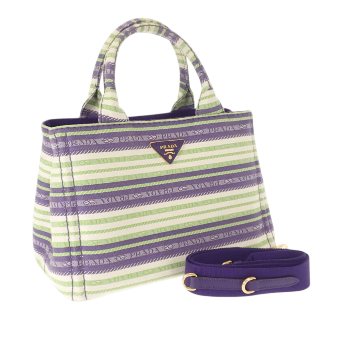 Prada Small Canvas Canapa Striped Logo Tote