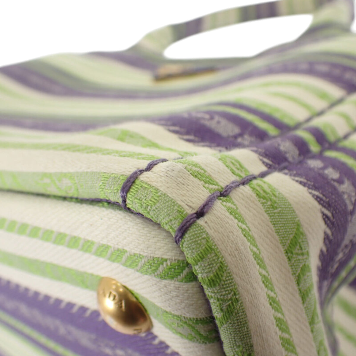 Prada Small Canvas Canapa Striped Logo Tote