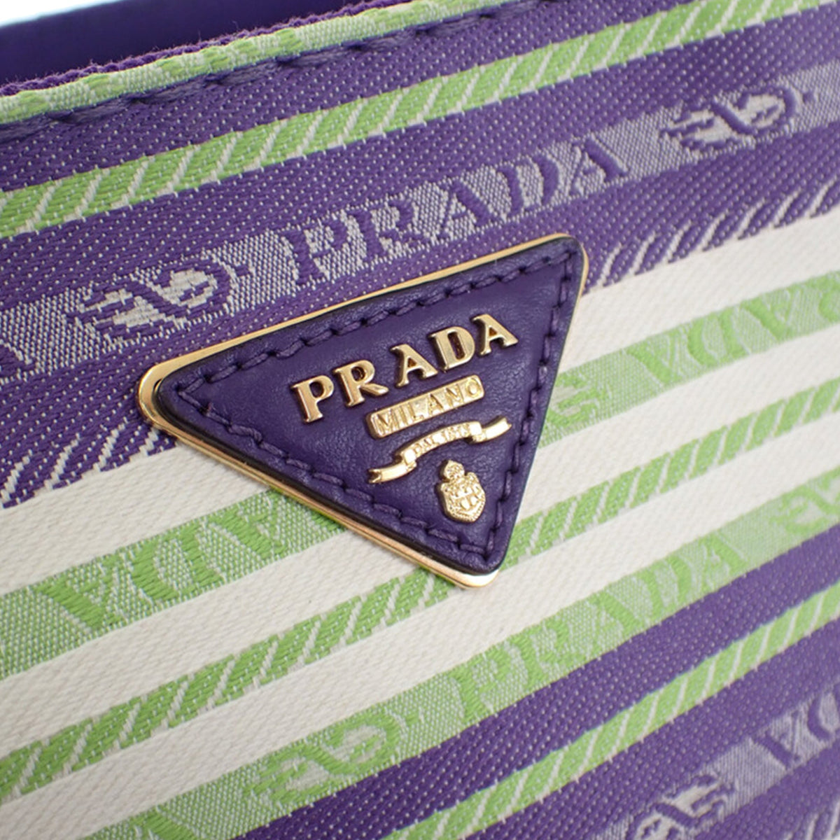 Prada Small Canvas Canapa Striped Logo Tote