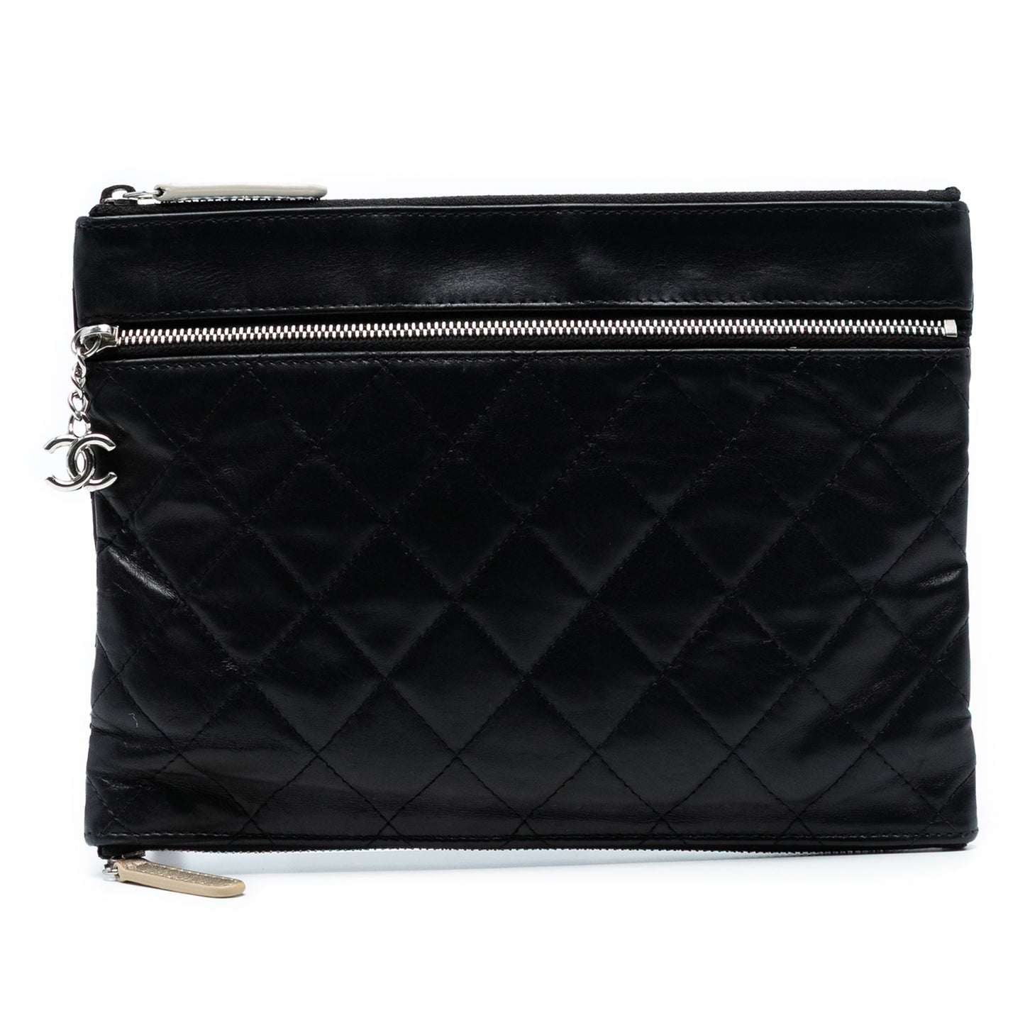 Chanel CC Quilted Lambskin Multi Zip Clutch