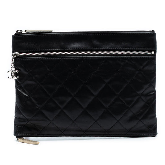 Chanel CC Quilted Lambskin Multi Zip Clutch