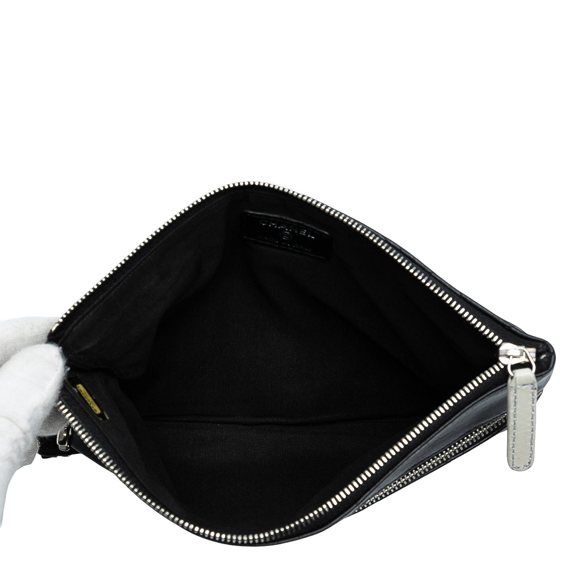 Chanel CC Quilted Lambskin Multi Zip Clutch