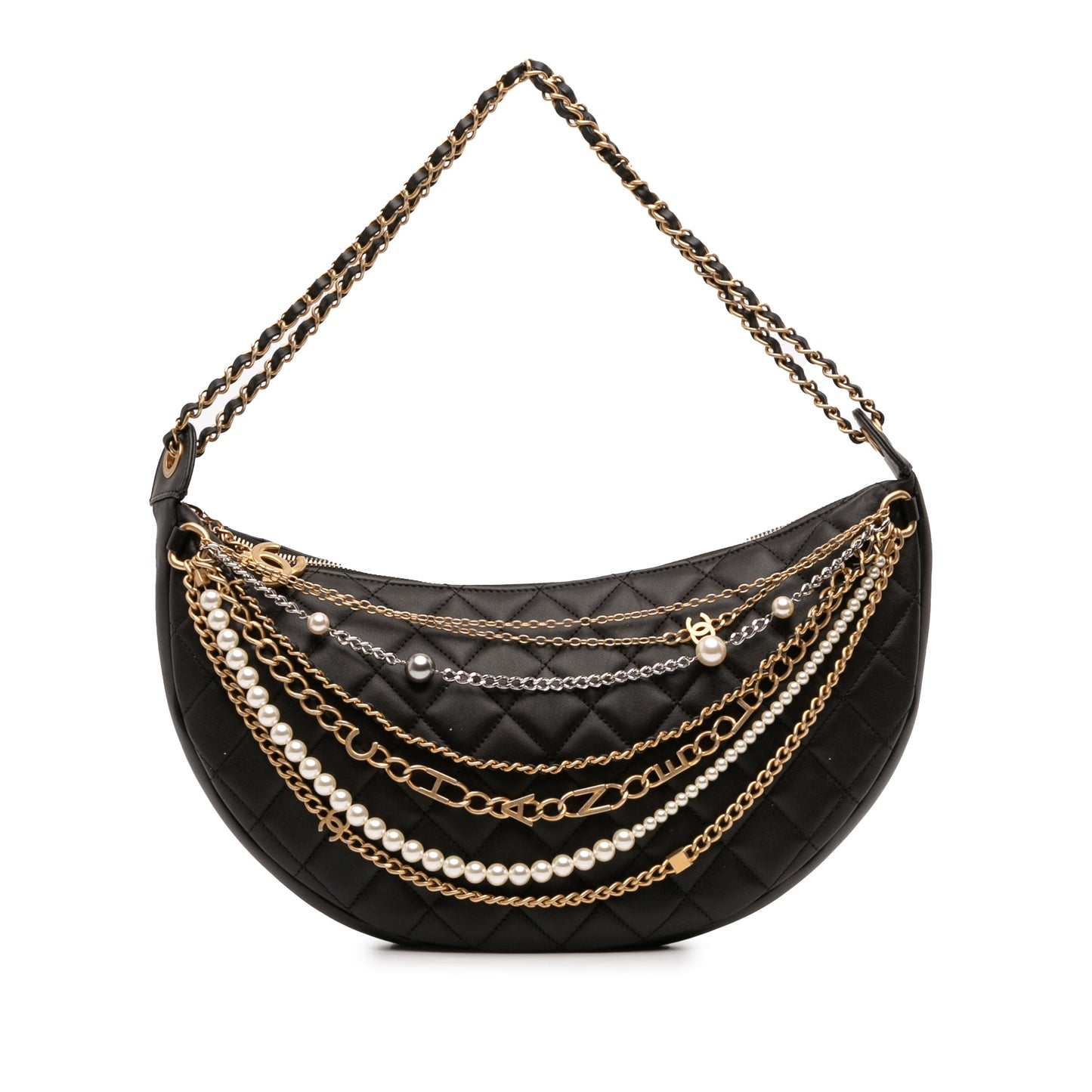 Chanel Quilted Lambskin All About Chains Hobo