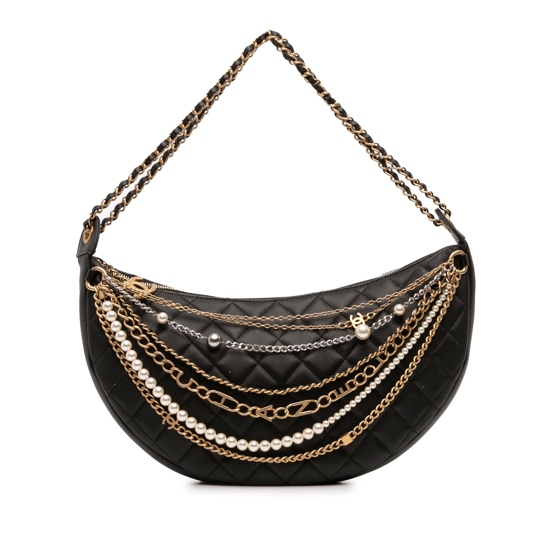 Chanel Quilted Lambskin All About Chains Hobo