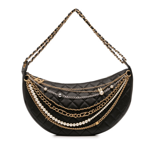 Chanel Quilted Lambskin All About Chains Hobo