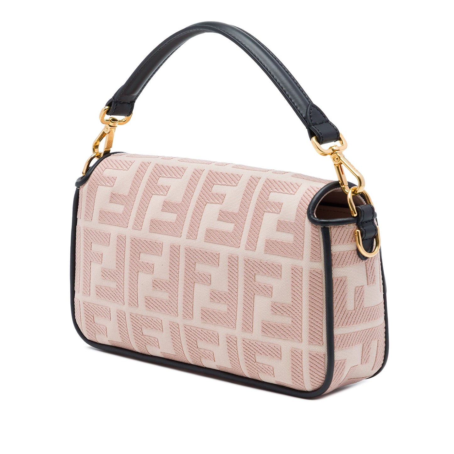 Fendi Zucca Embroidered Canvas Baguette Satchel