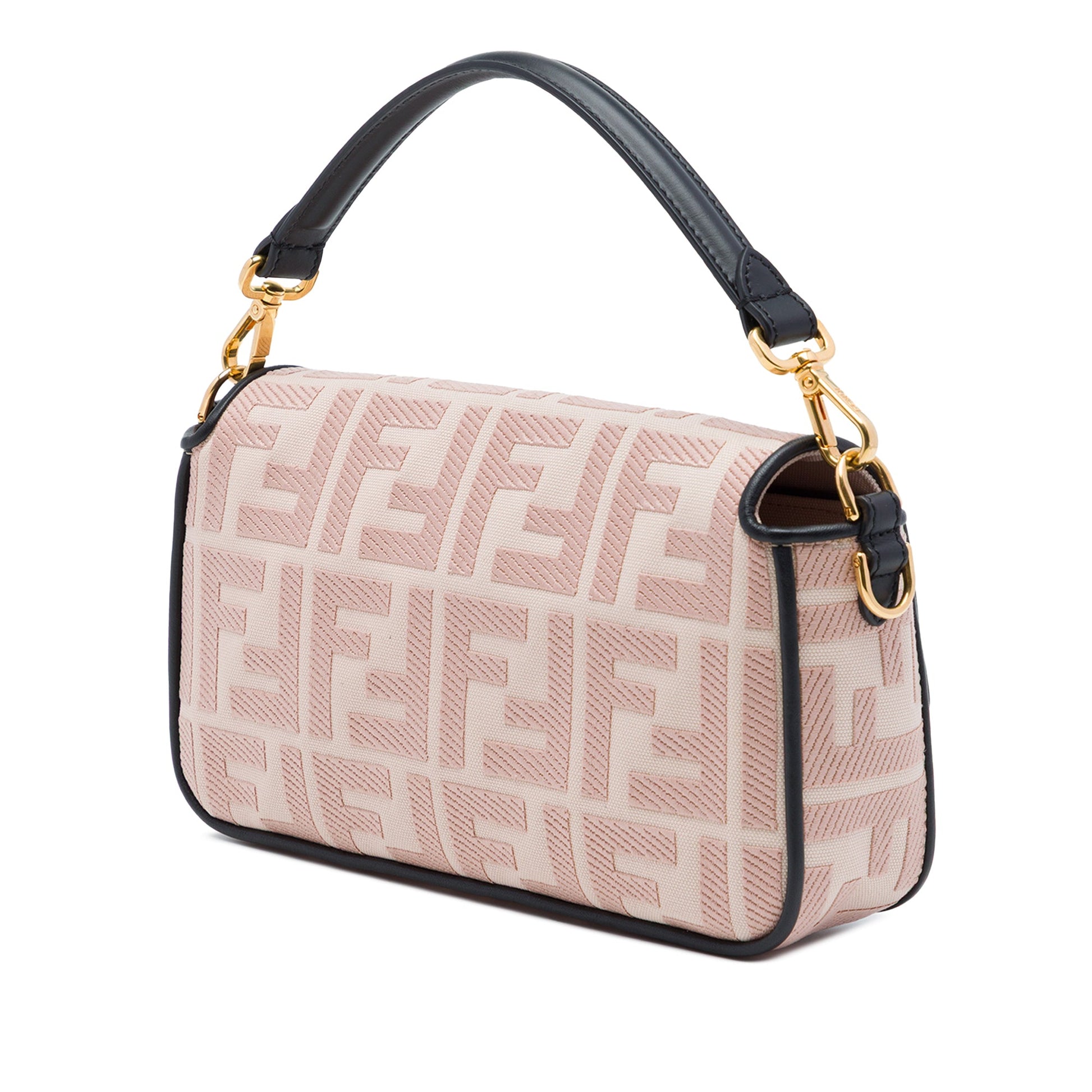 Fendi Zucca Embroidered Canvas Baguette Satchel
