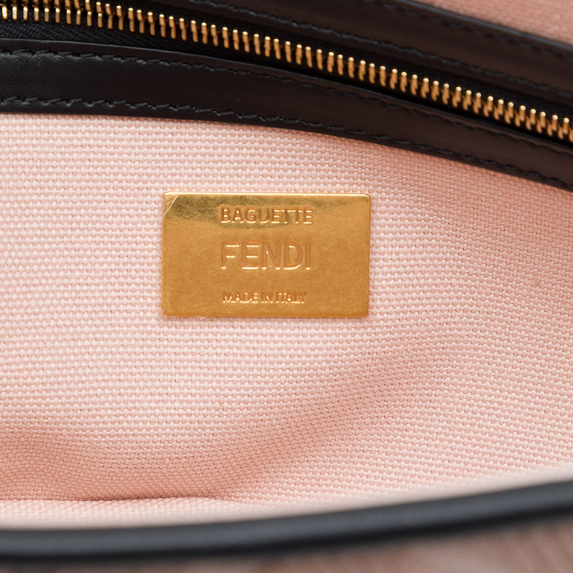 Fendi Zucca Embroidered Canvas Baguette Satchel