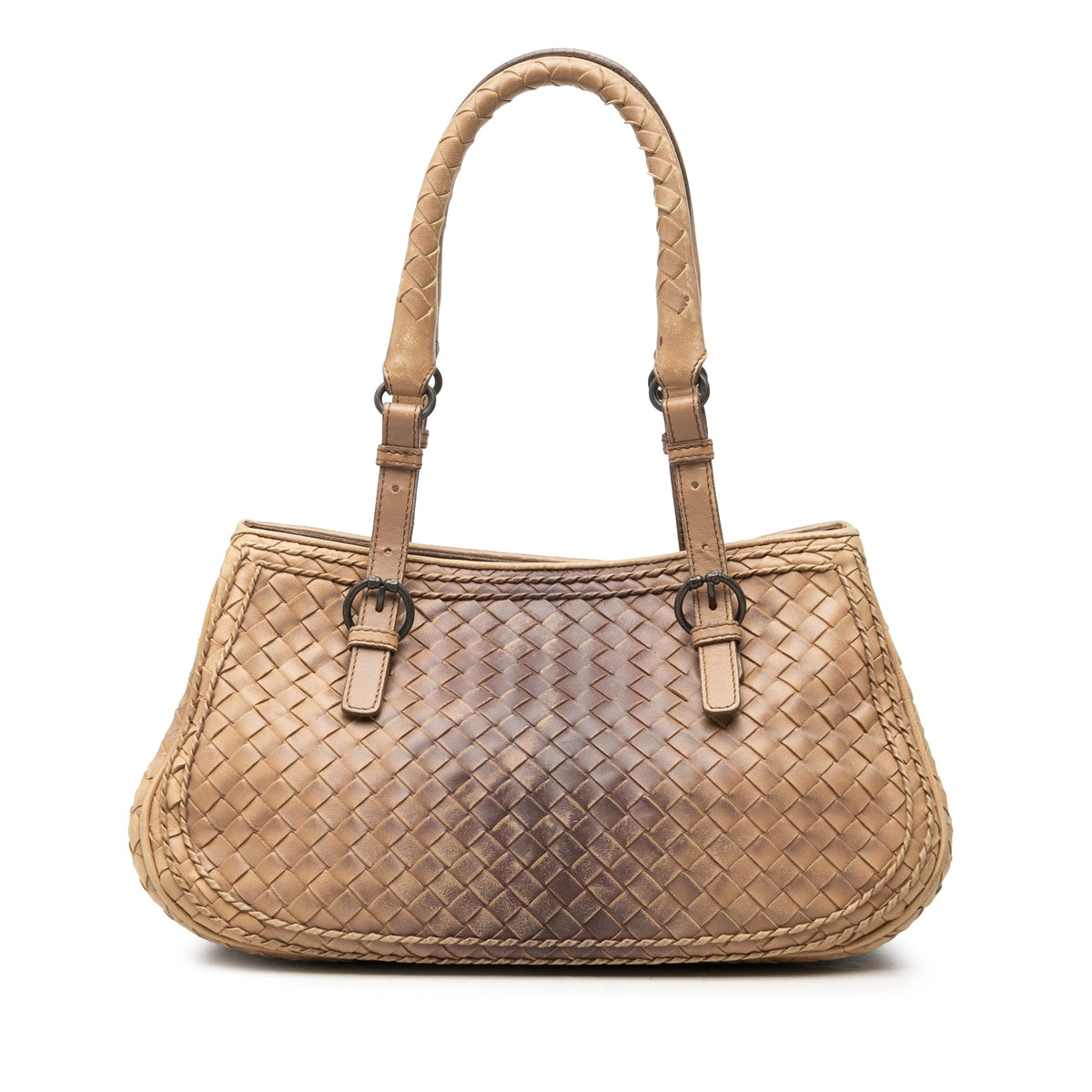 Bottega Veneta Small Nappa Gradient Intrecciato Handbag — Beige