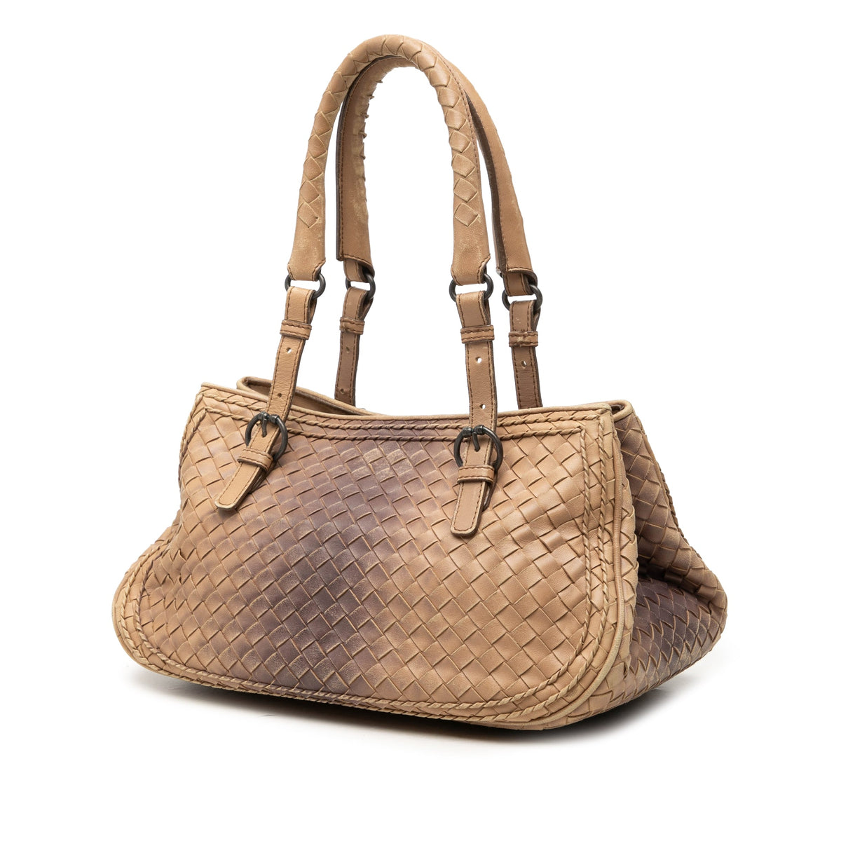 Bottega Veneta Small Nappa Gradient Intrecciato Handbag — Beige