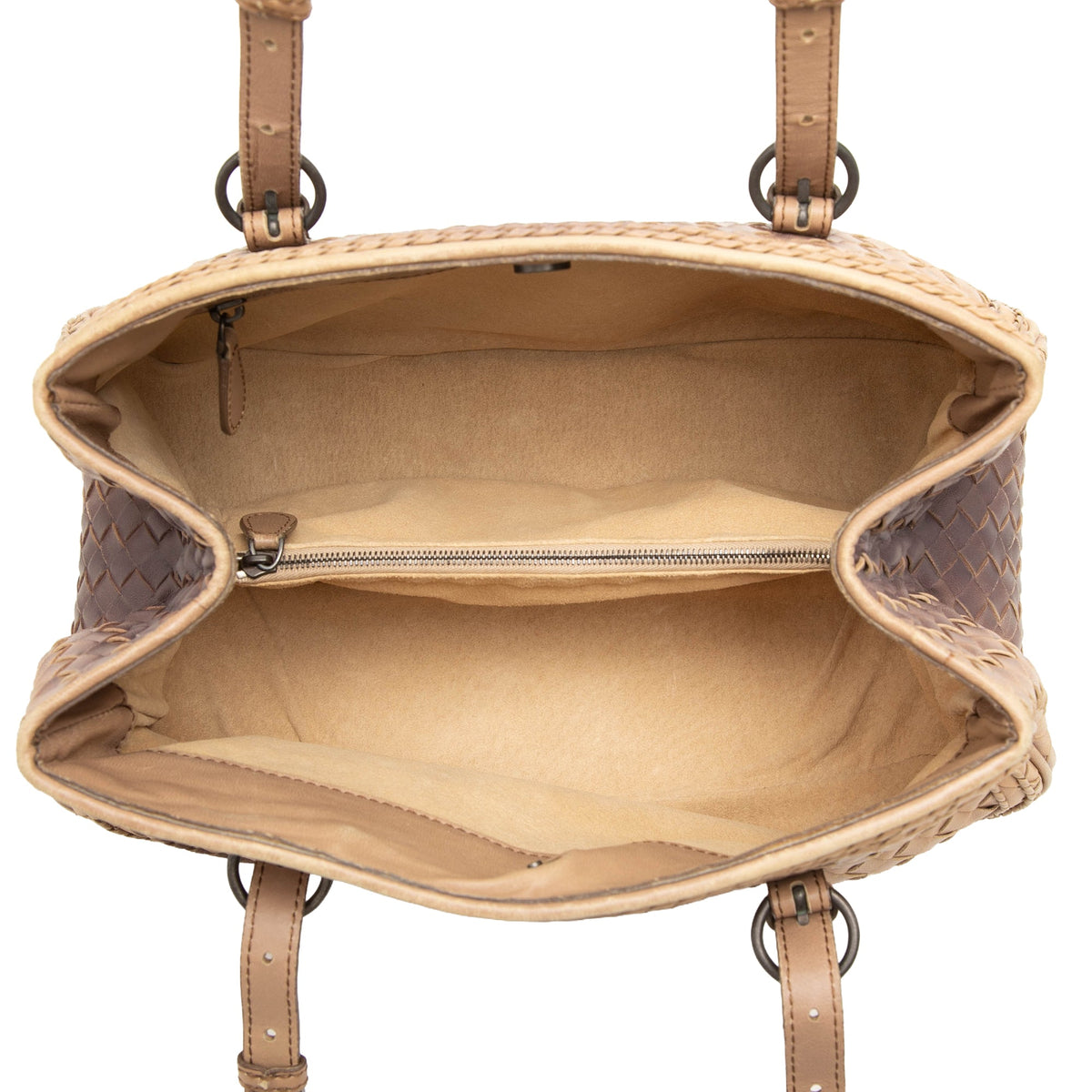 Bottega Veneta Small Nappa Gradient Intrecciato Handbag — Beige