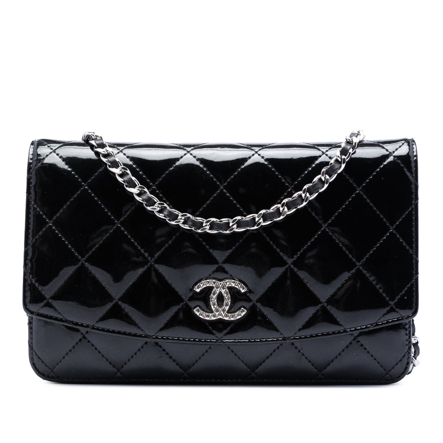 Chanel CC Quilted Patent Brilliant Wallet On Chain
