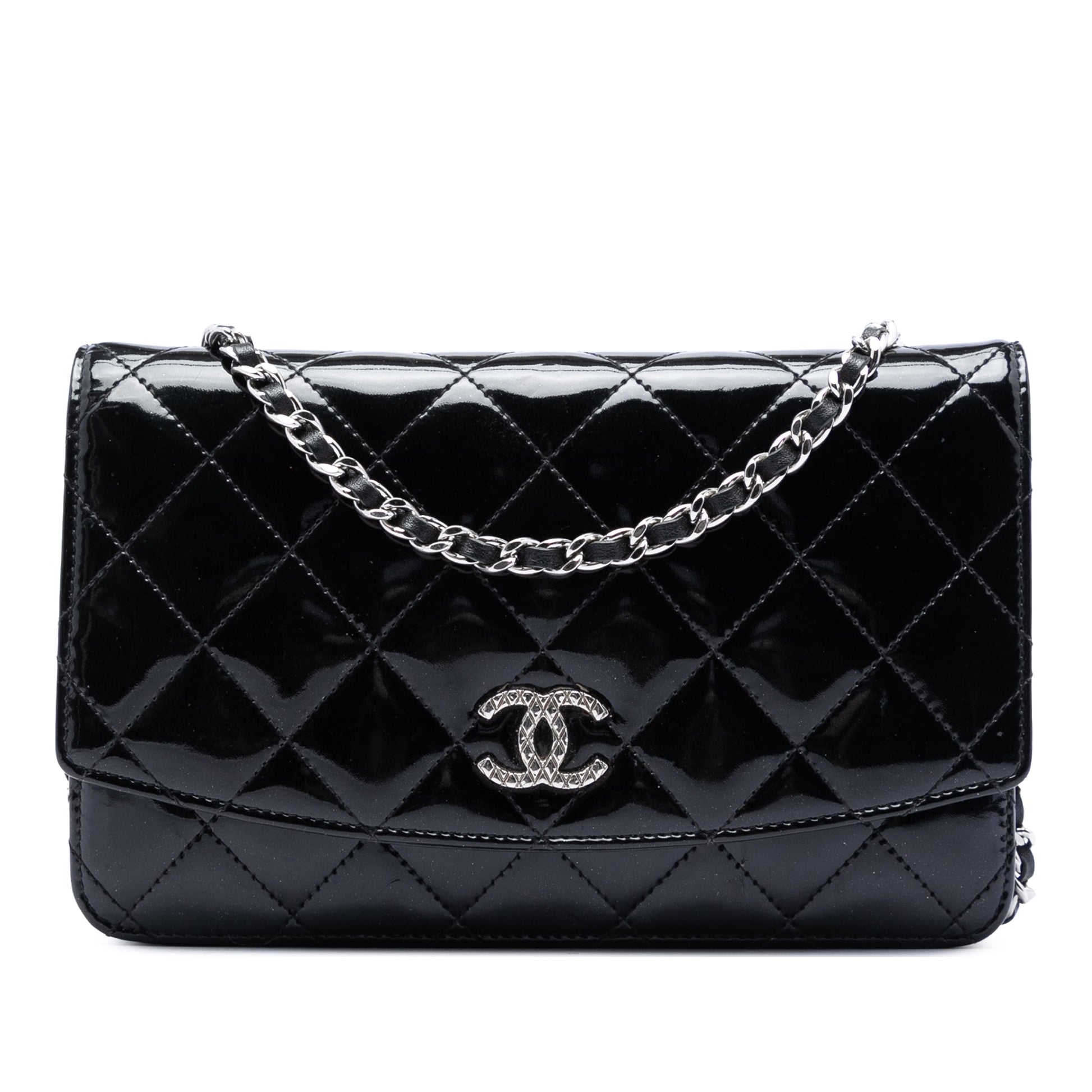 Chanel CC Quilted Patent Brilliant Wallet On Chain