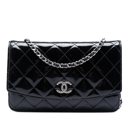 Chanel CC Quilted Patent Brilliant Wallet On Chain