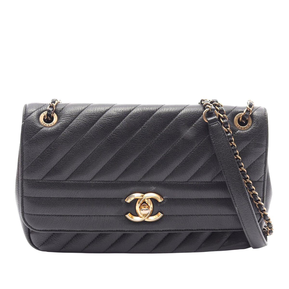 Chanel Small CC Diagonal Quilted Goatskin Flap