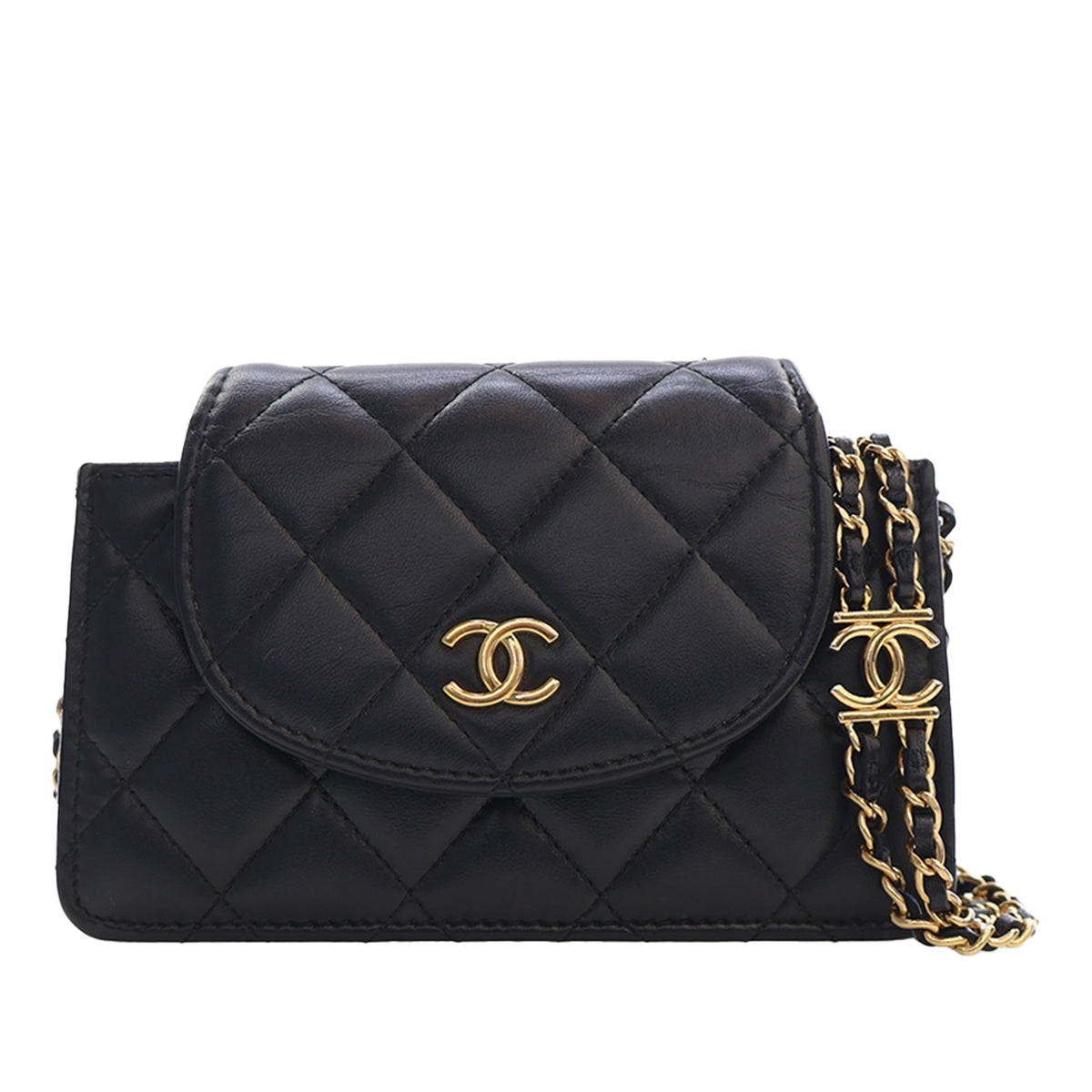 Chanel Mini CC Quilted Lambskin Phone Holder On Chain