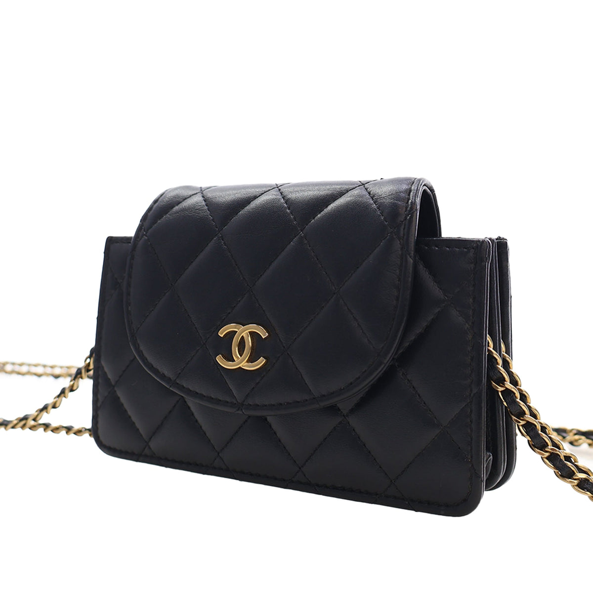 Chanel Mini CC Quilted Lambskin Phone Holder On Chain