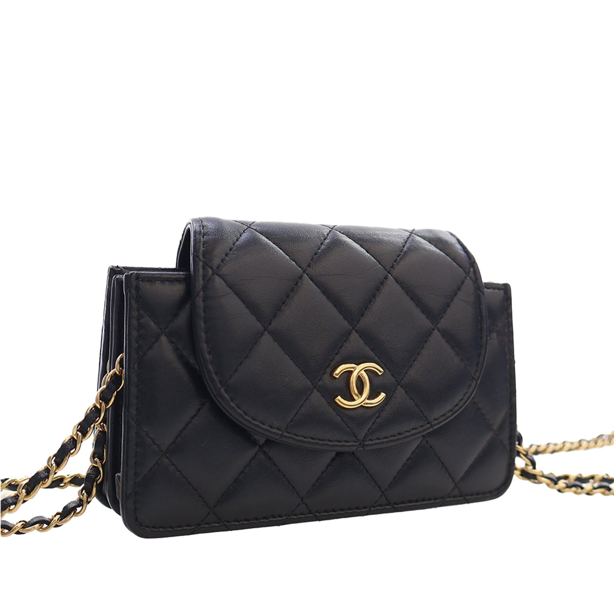 Chanel Mini CC Quilted Lambskin Phone Holder On Chain