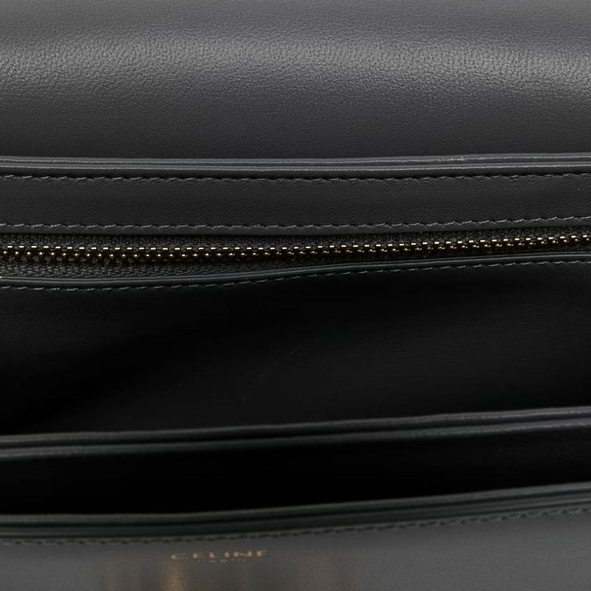 Celine Classique Shiny Calfskin Triomphe Crossbody — Gray