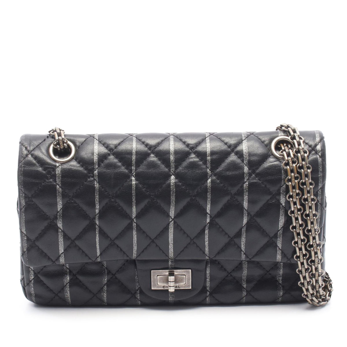 Chanel Quilted Striped Aged Calfskin Reissue 2.55 Double Flap 225