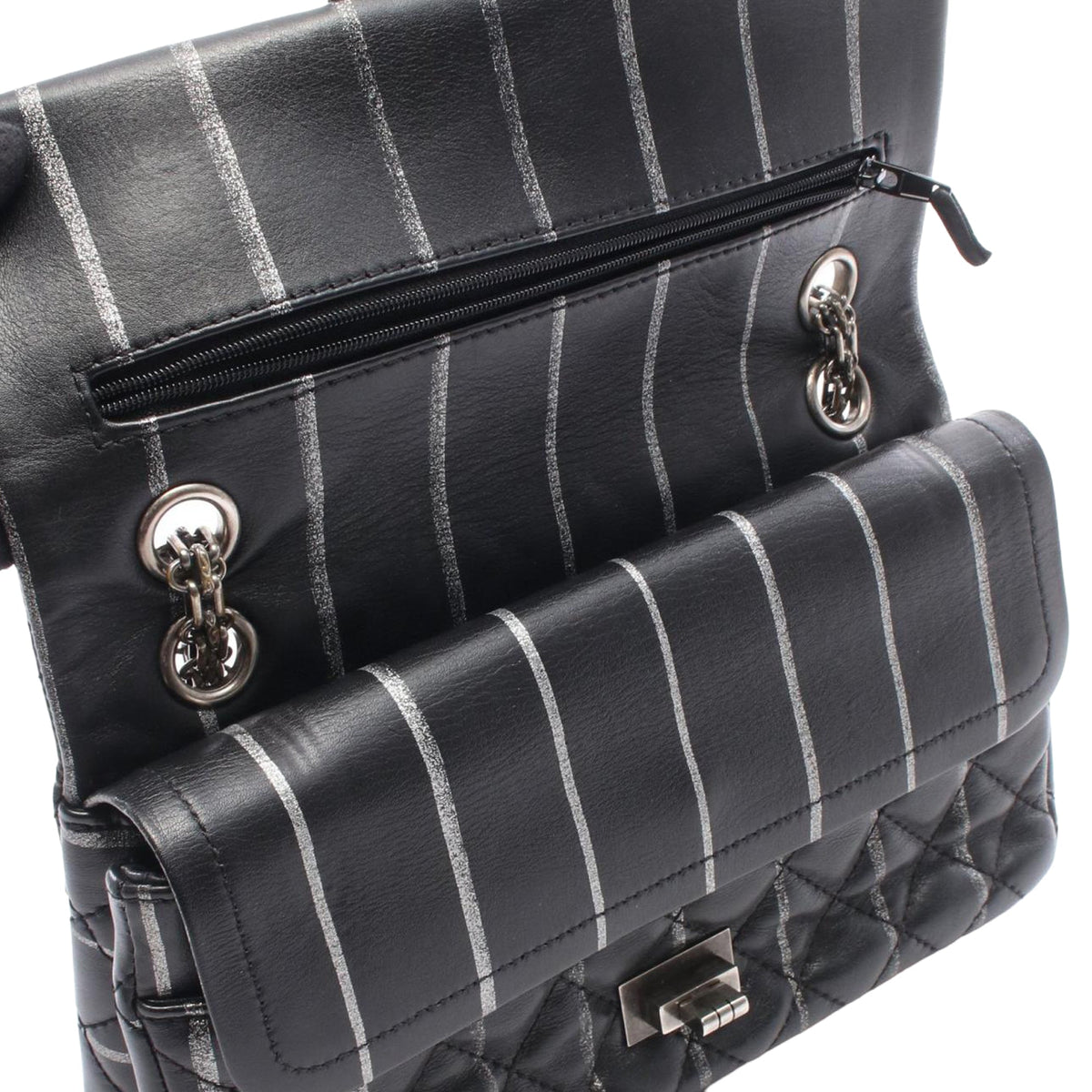 Chanel Quilted Striped Aged Calfskin Reissue 2.55 Double Flap 225