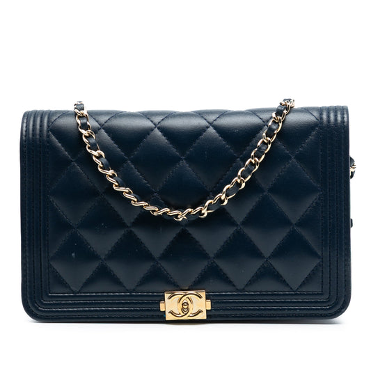 Chanel Quilted Lambskin Boy Wallet On Chain