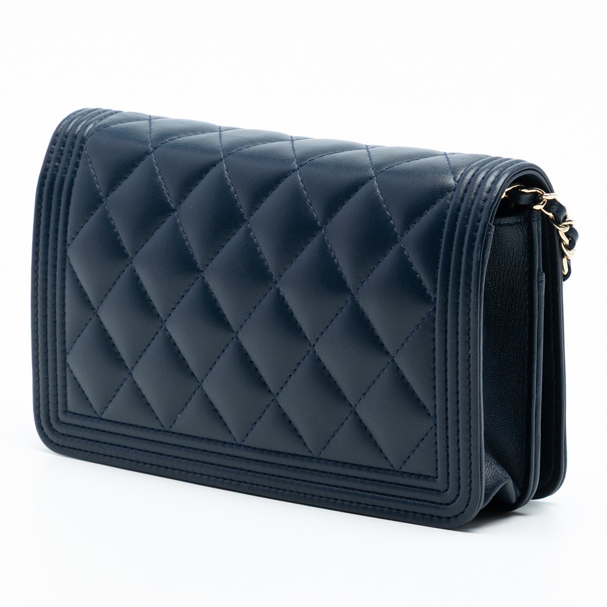 Chanel Quilted Lambskin Boy Wallet On Chain