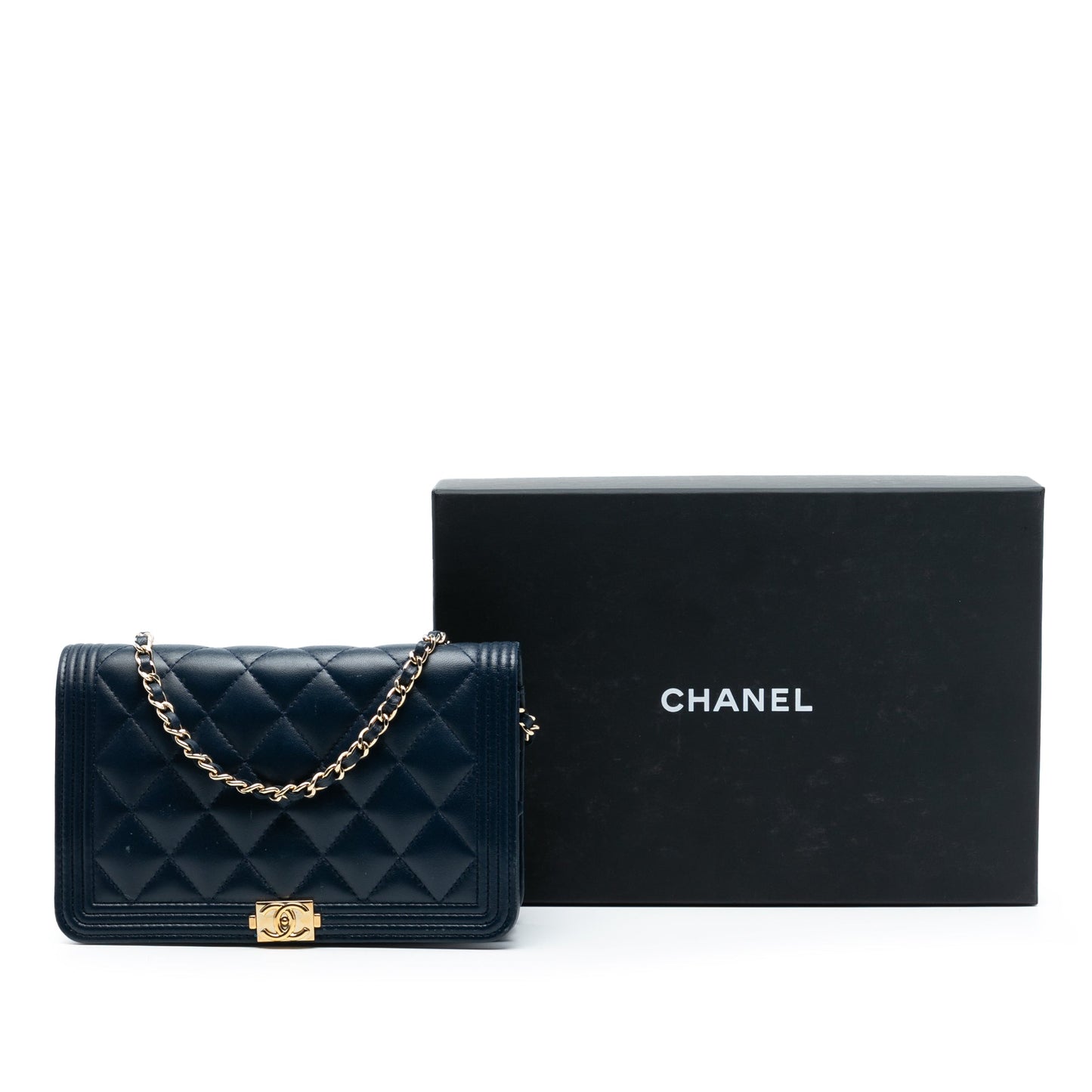 Chanel Quilted Lambskin Boy Wallet On Chain