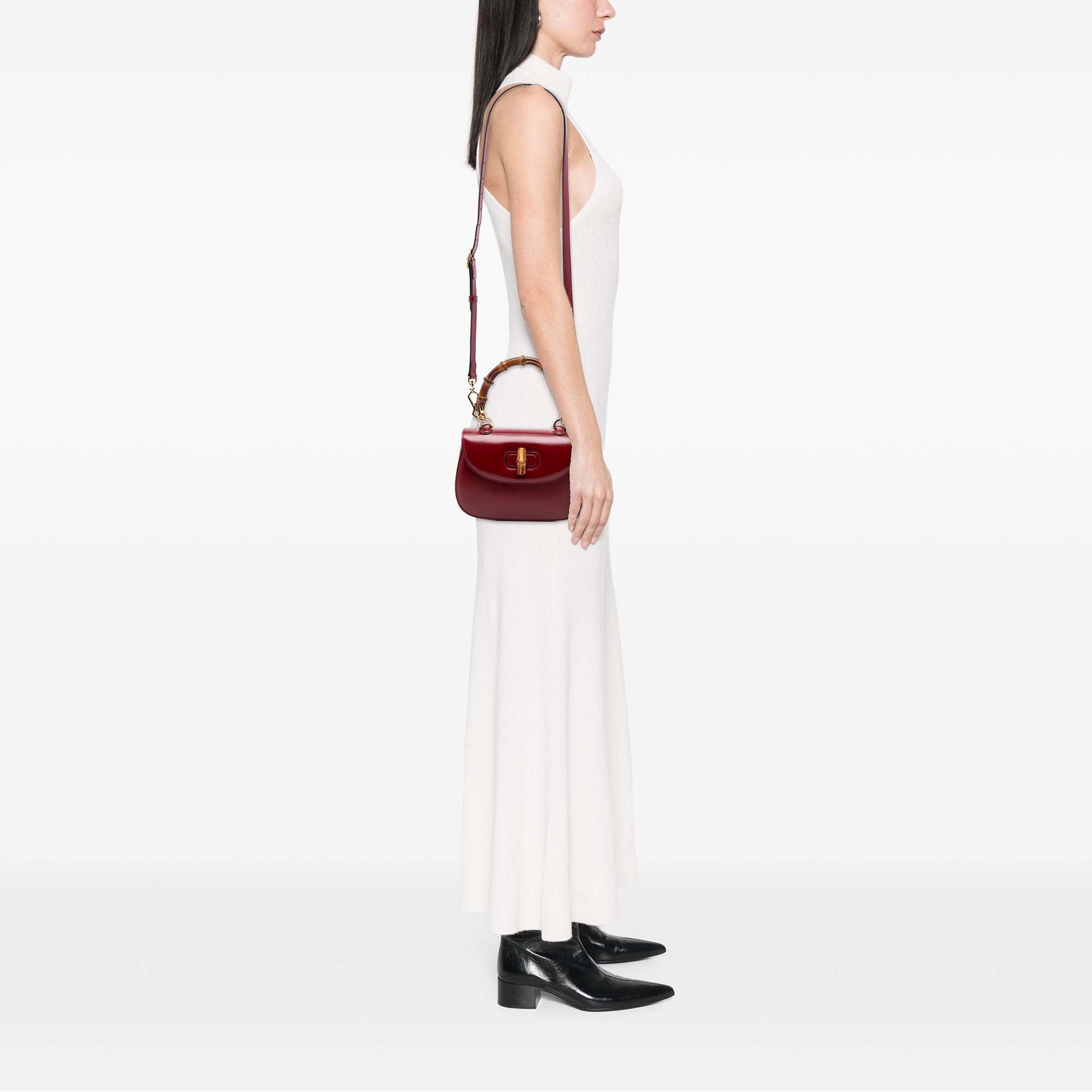 Gucci Small Calfskin 1947 Bamboo Top Handle Bag