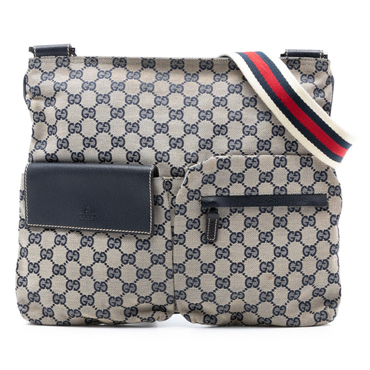 Gucci GG Canvas Web Double Pocket Crossbody