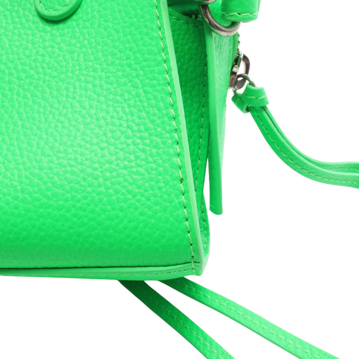 Balenciaga Mini Grained Calfskin Motocross Neo Classic City Satchel — Green