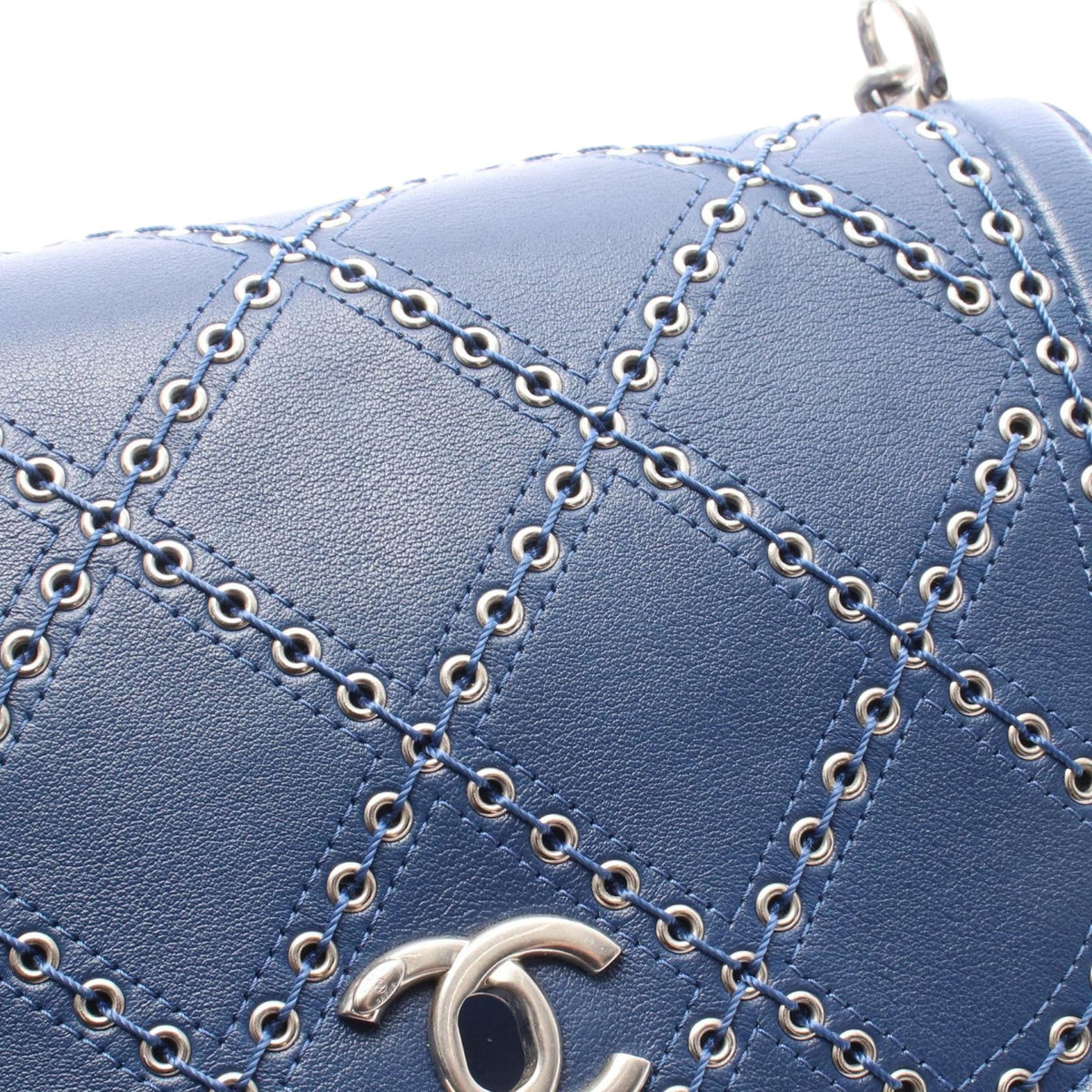 Chanel Mini Calfskin Coco Eyelets Round Flap — Blue