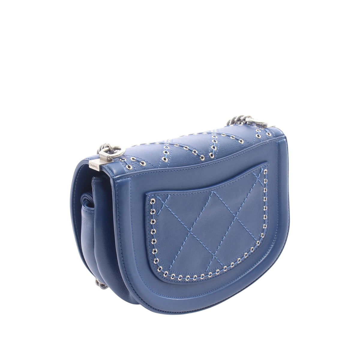 Chanel Mini Calfskin Coco Eyelets Round Flap — Blue