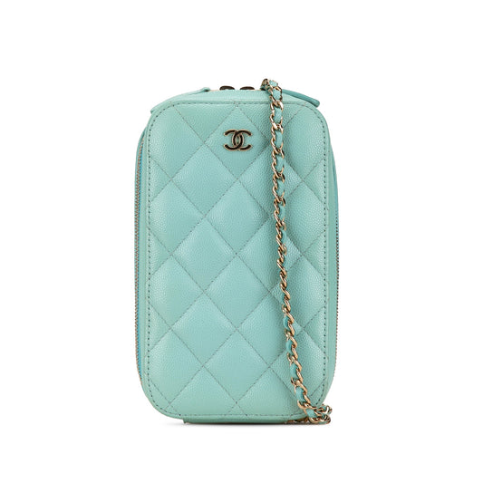 Chanel CC Quilted Caviar Zip Phone Case
