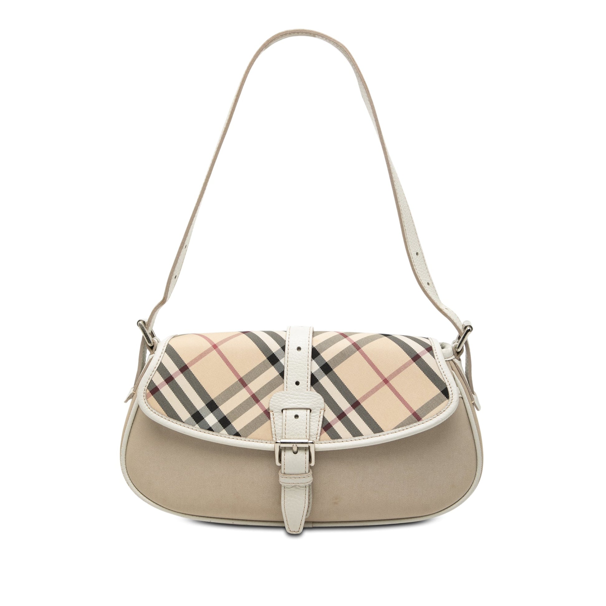 Burberry Nova Check Trimmed Canvas Shoulder Bag