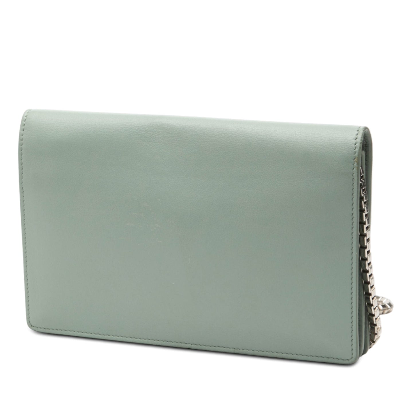 Balenciaga Leather Metal Plate City Wallet on Chain