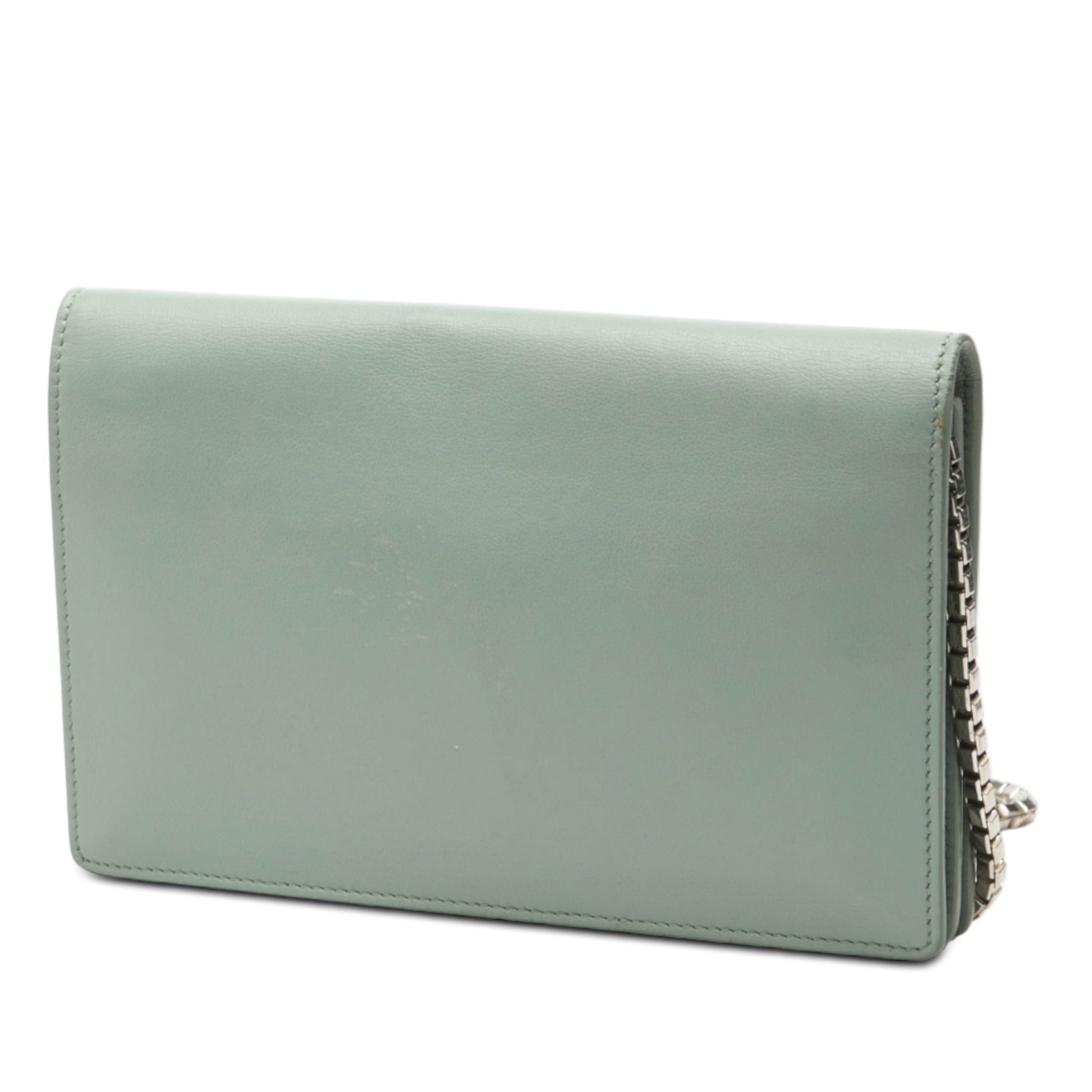 Balenciaga Leather Metal Plate City Wallet on Chain