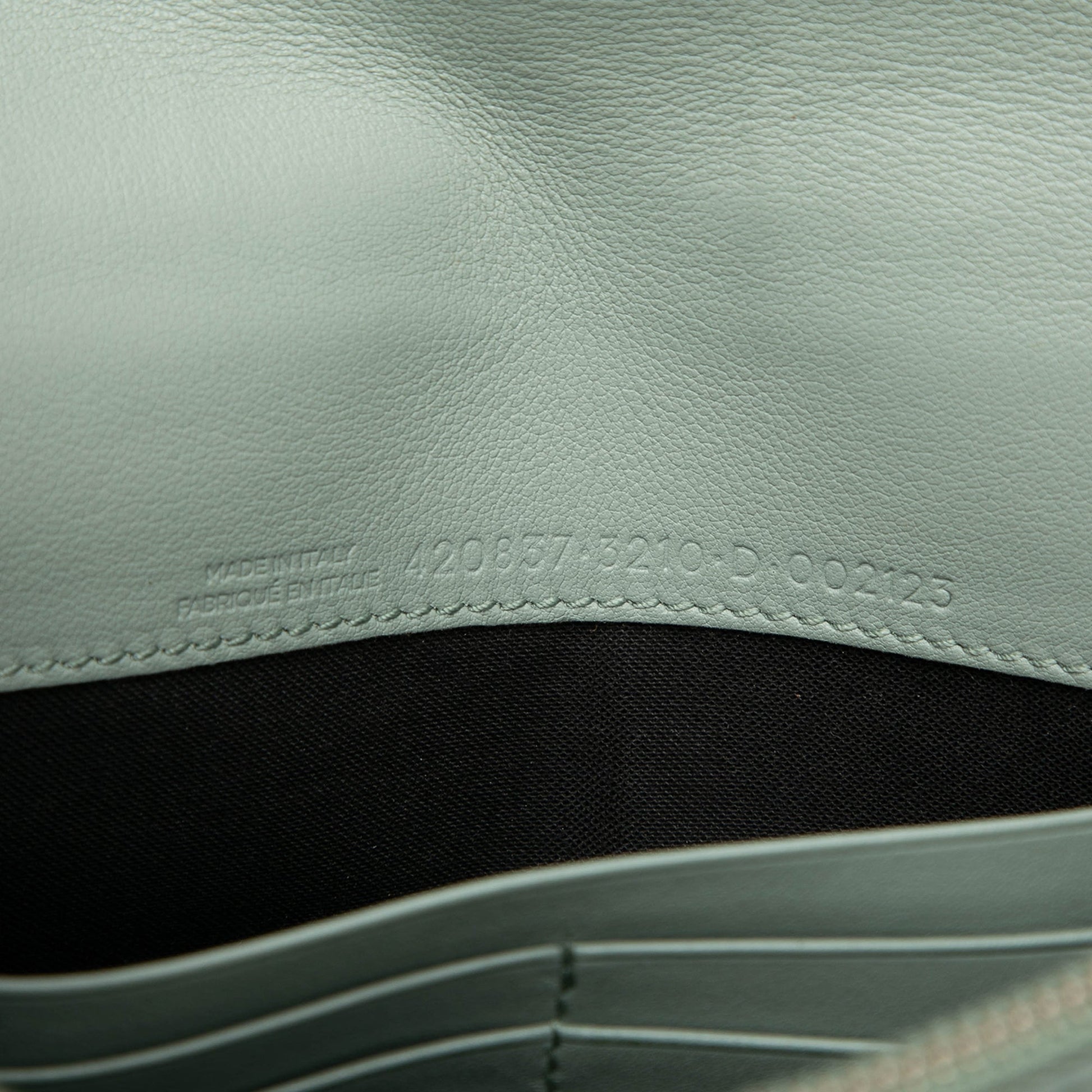 Balenciaga Leather Metal Plate City Wallet on Chain