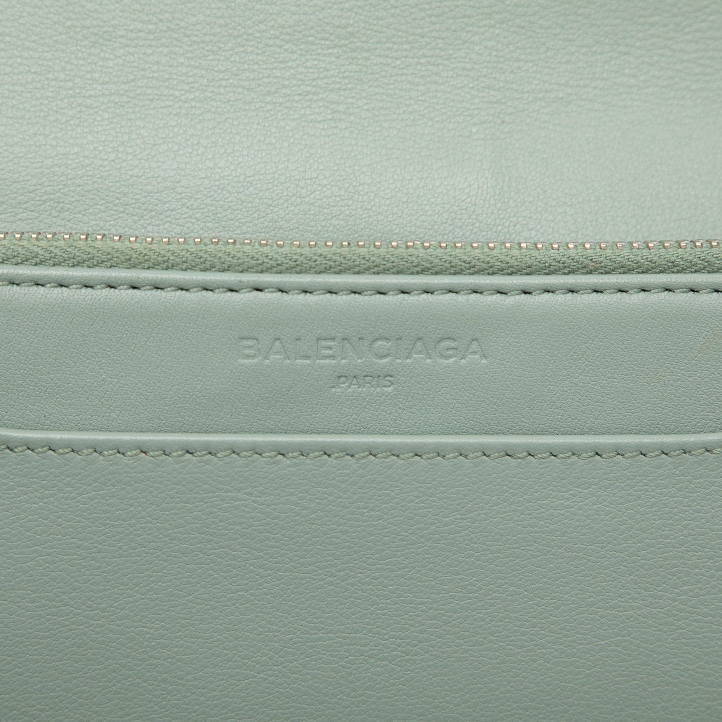 Balenciaga Leather Metal Plate City Wallet on Chain