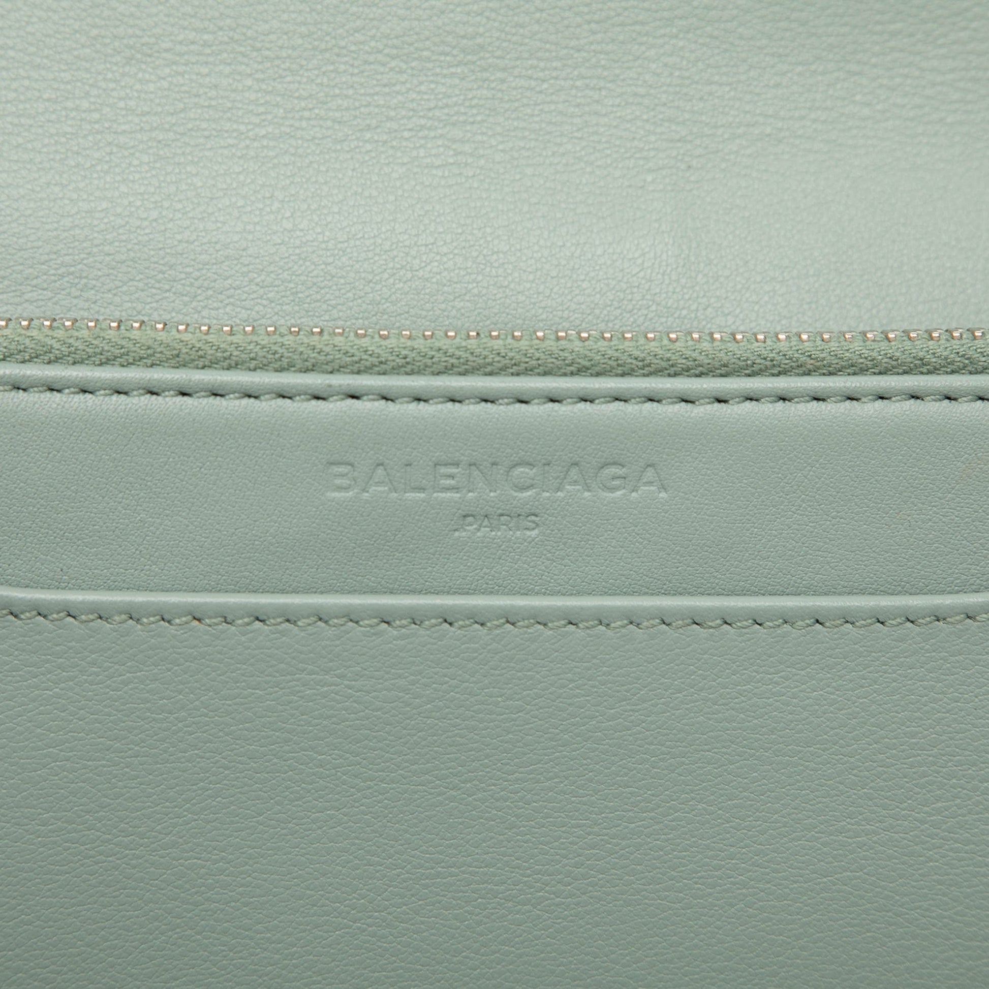 Balenciaga Leather Metal Plate City Wallet on Chain