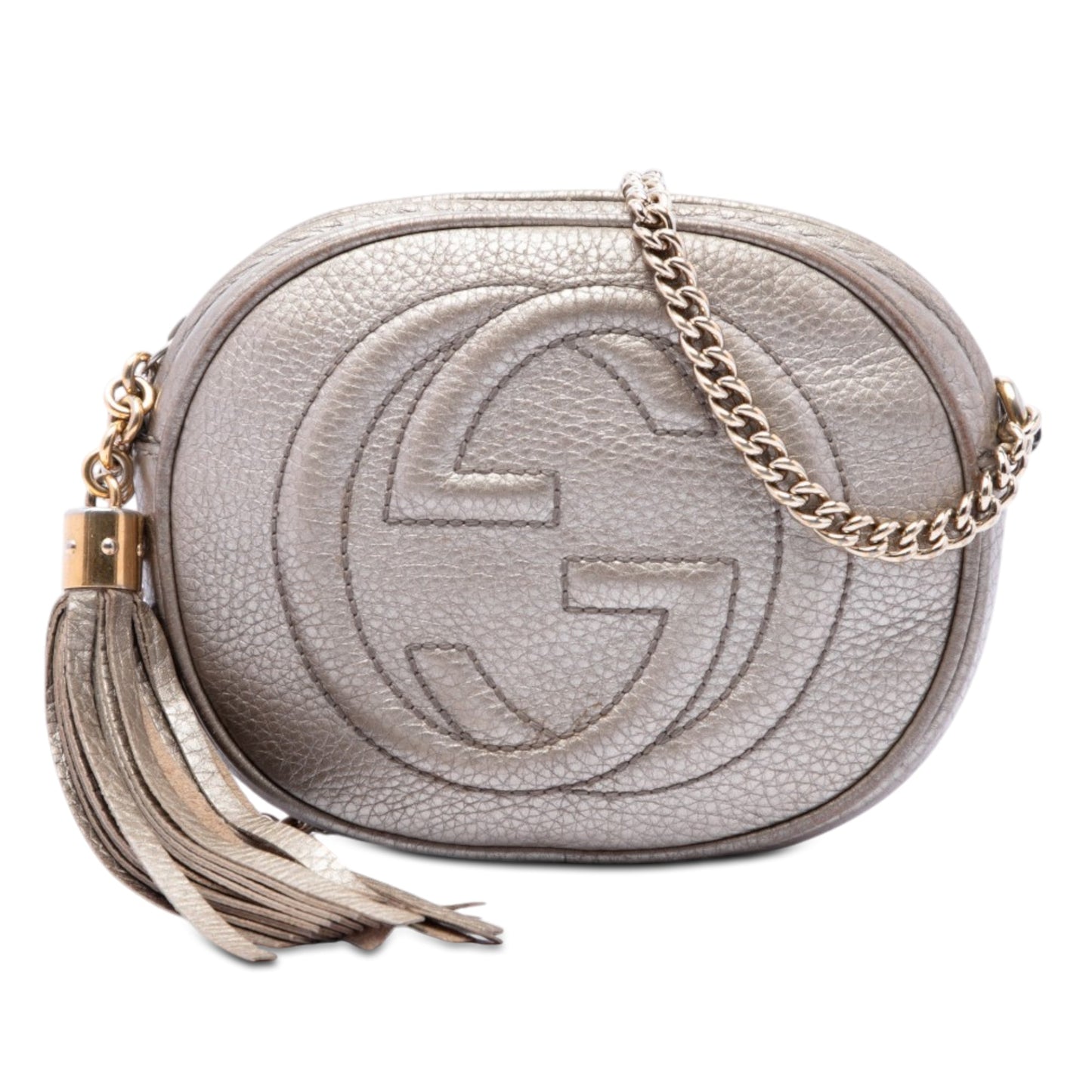 Gucci Mini Metallic Pebbled Calfskin Soho Chain Crossbody