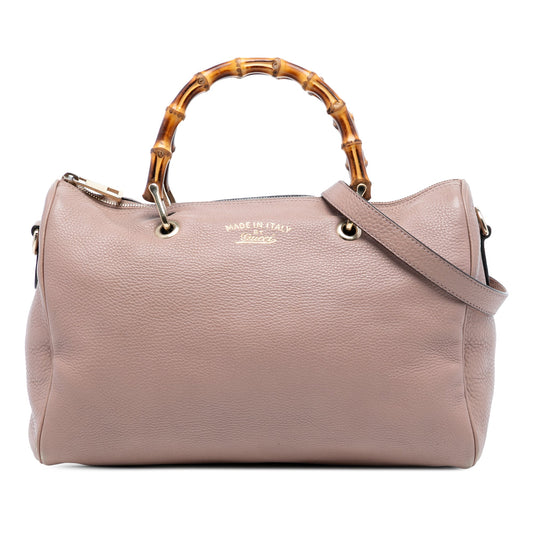 Gucci Medium Calfskin Bamboo Shopper Boston Bag