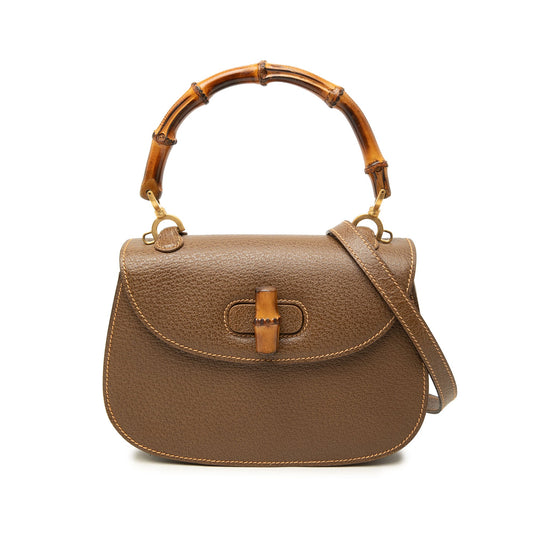 Gucci Small Grained Calfskin Bamboo Night — Brown
