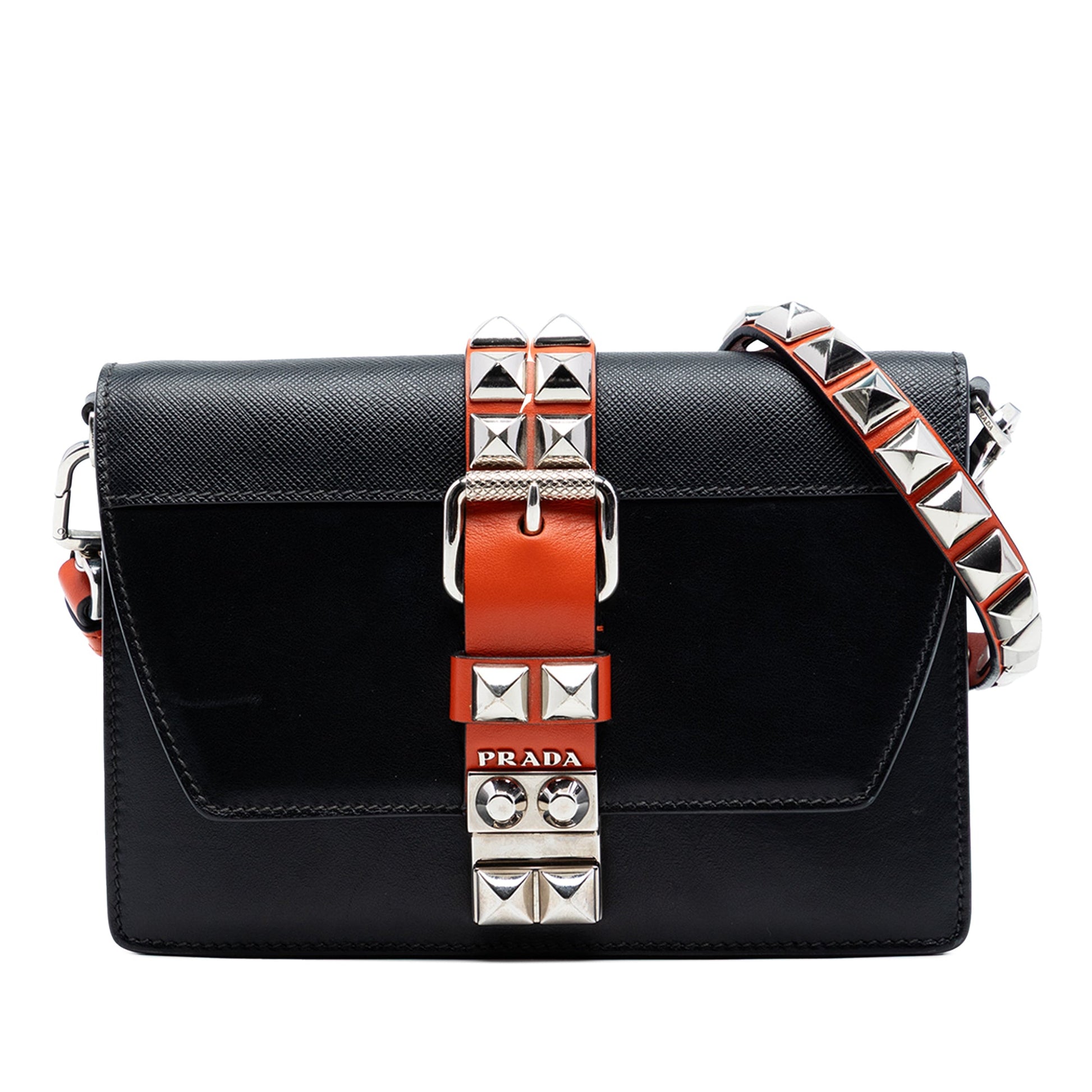 City Calfskin and Saffiano Studded Elektra Crossbody