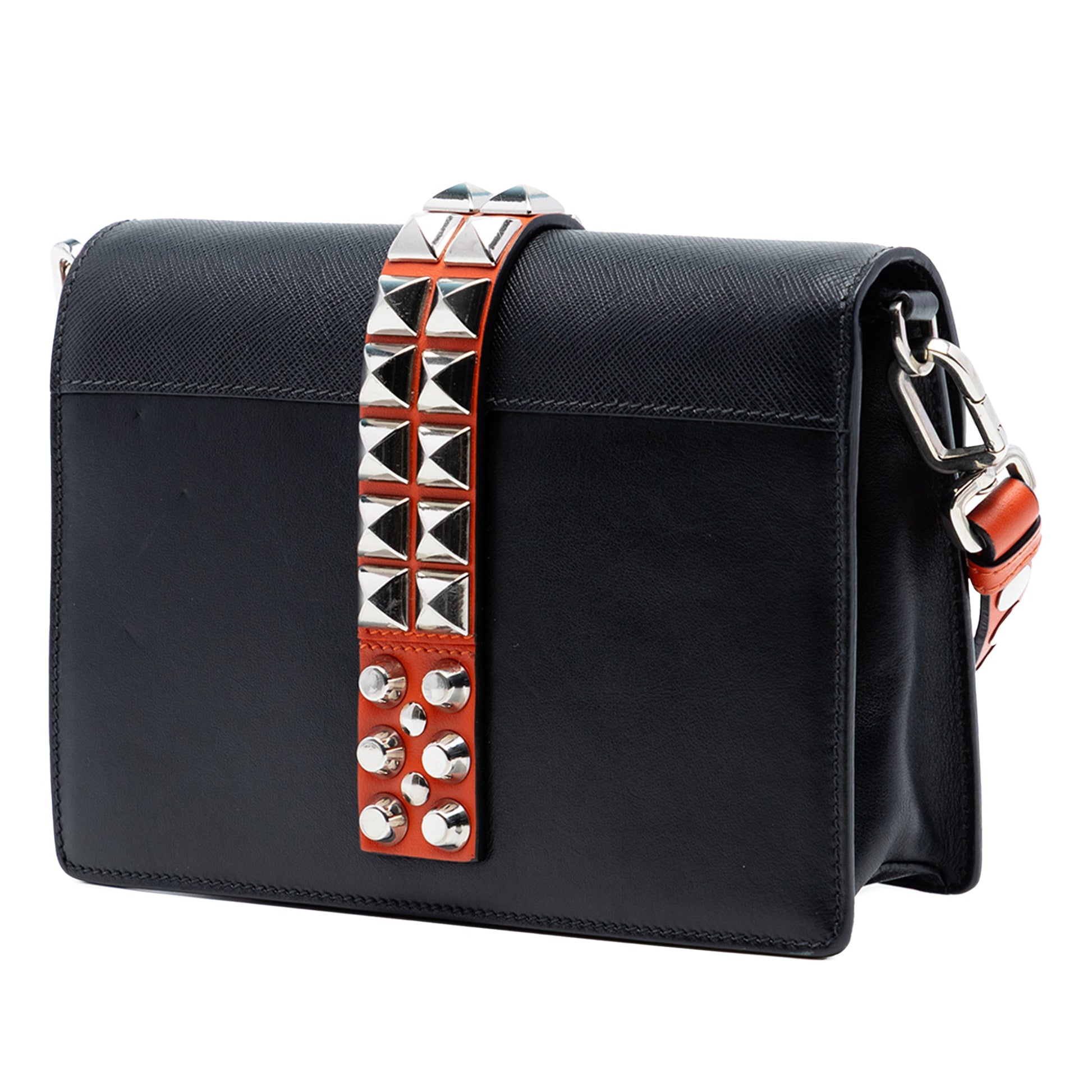 City Calfskin and Saffiano Studded Elektra Crossbody