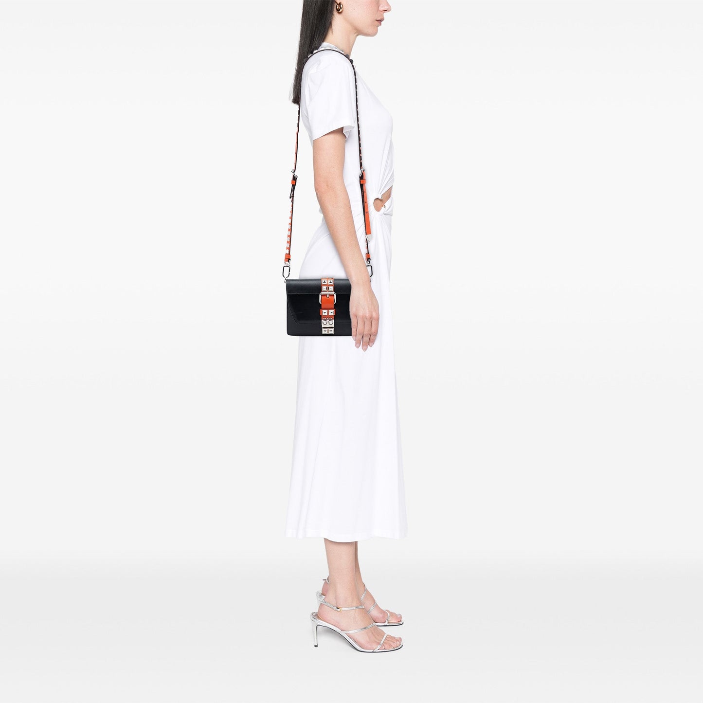 City Calfskin and Saffiano Studded Elektra Crossbody